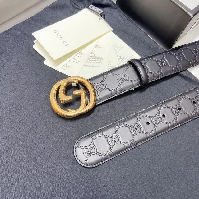 Gucci Ophidia Embossed GG Monogram Black Leather Belt 9