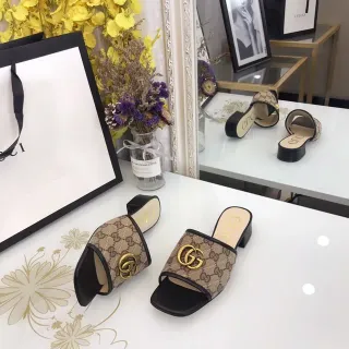 Gucci Ophidia GG Monogram Canvas Gold Buckle صندل كاجوال