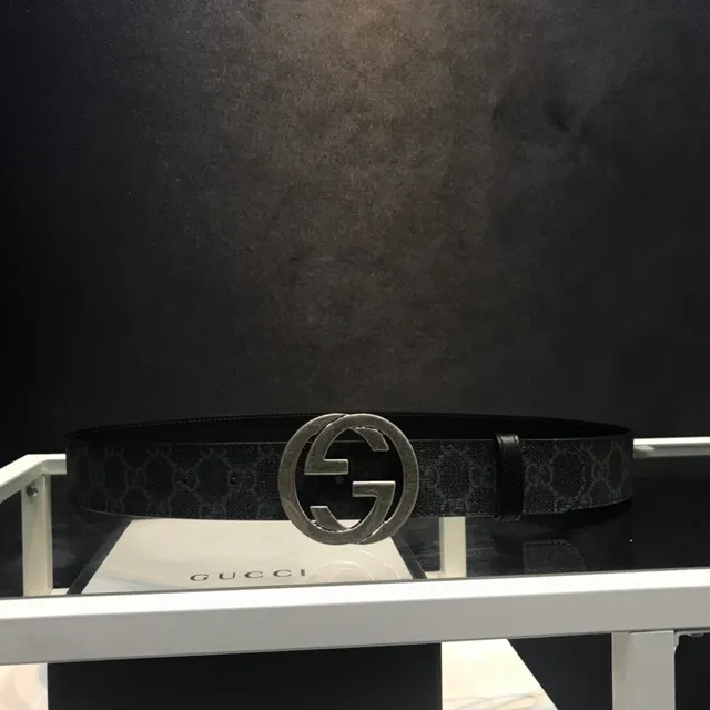 Gucci Ophidia Interlocking G Buckle Black Monogram Leather Belt 7