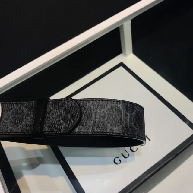 Gucci Ophidia Interlocking G Buckle Black Monogram Leather Belt 8