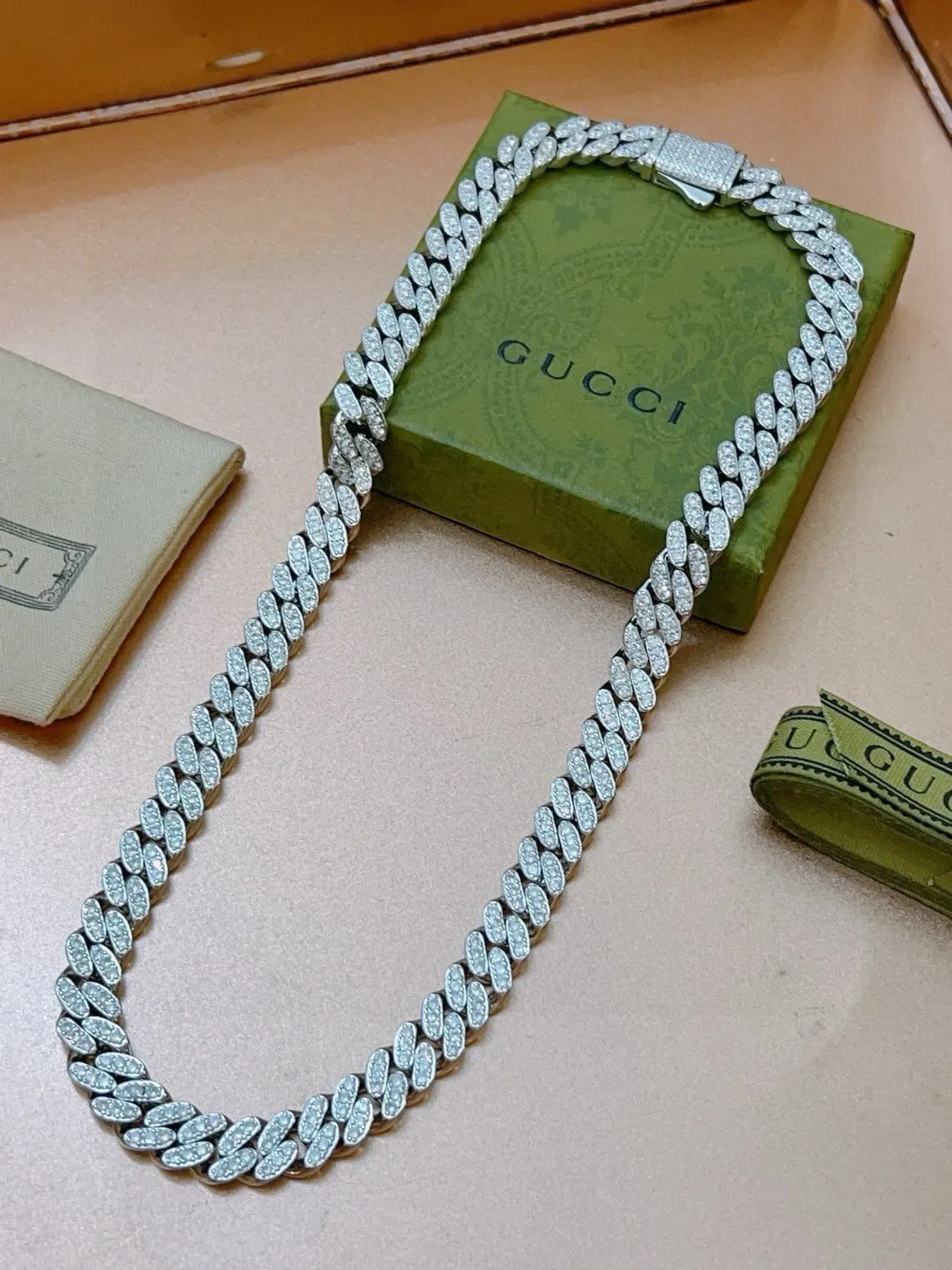 Gucci Collier Chaîne Curb-Link Pavé-Set 2