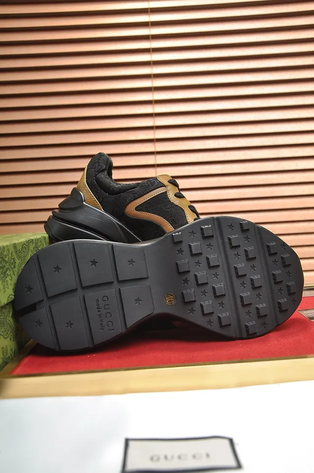 Gucci Rhyton Black and Tan GG Monogram Chunky Sneakers 2
