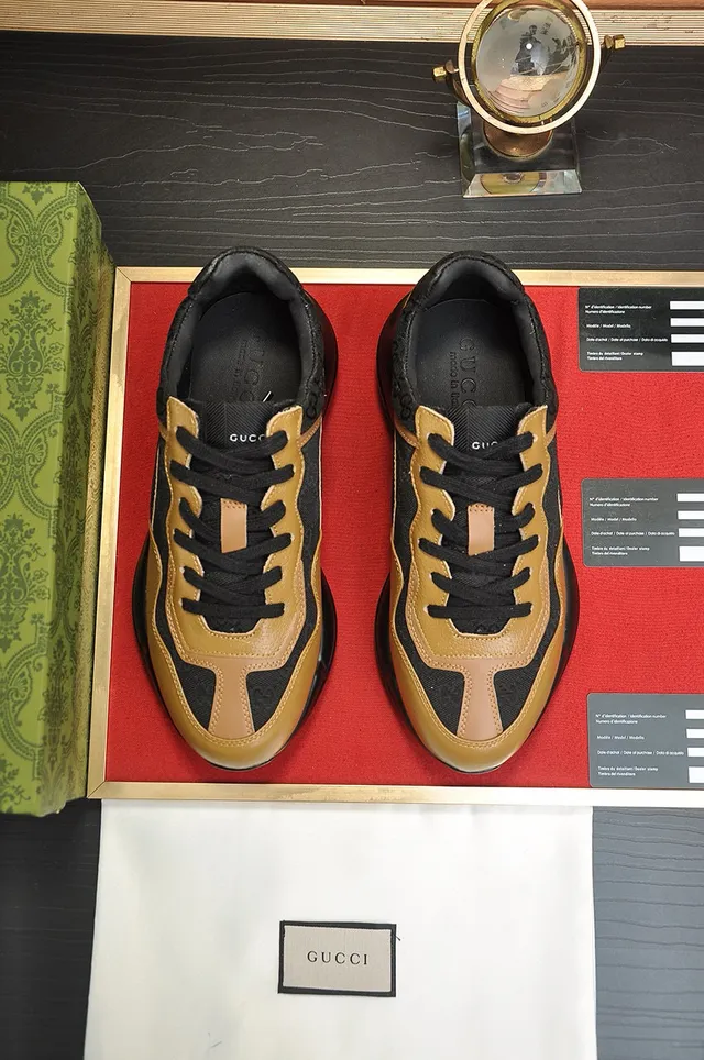 Gucci Rhyton Black and Tan GG Monogram Chunky Sneakers 3