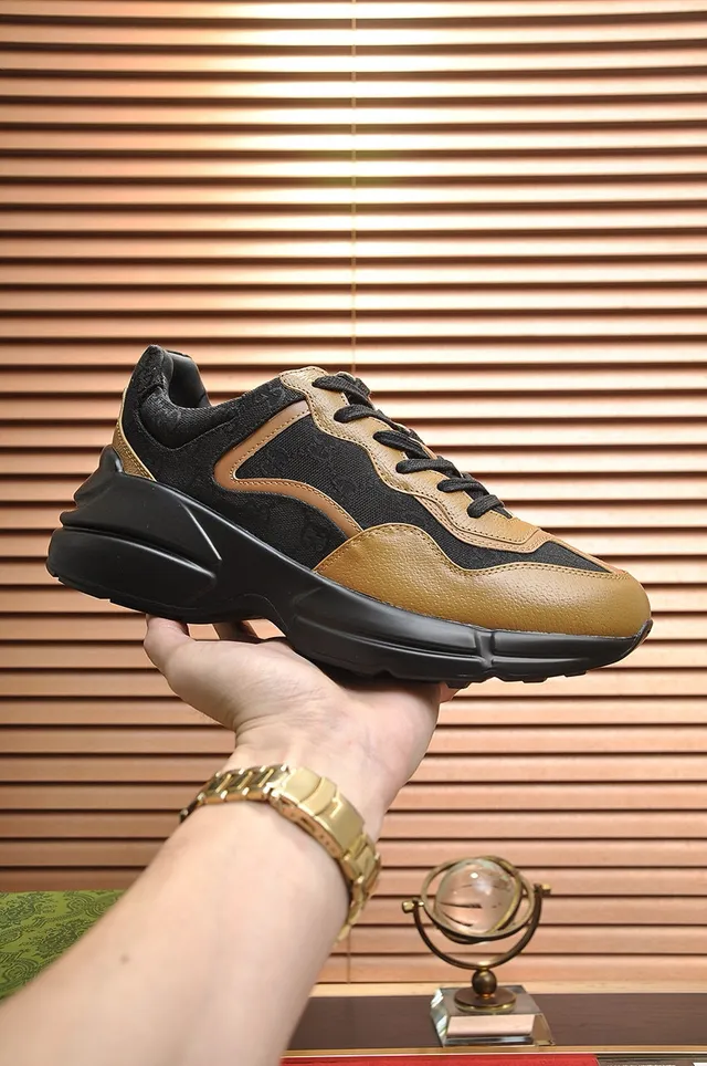Gucci Rhyton Black and Tan GG Monogram Chunky Sneakers 4