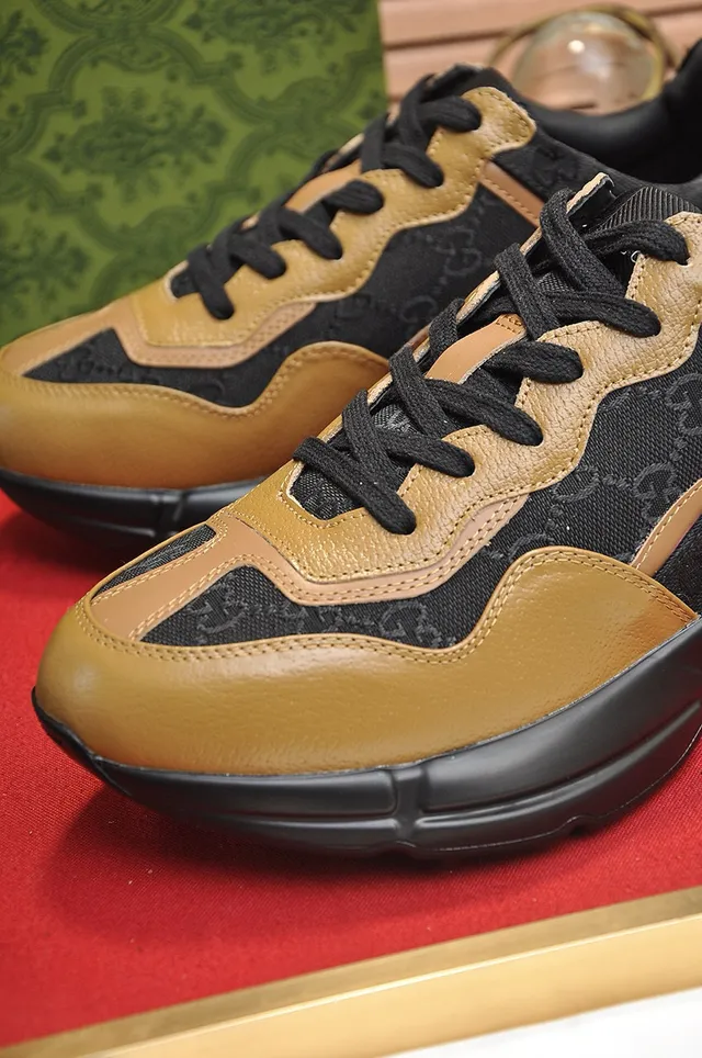 Gucci Rhyton Black and Tan GG Monogram Chunky Sneakers 6