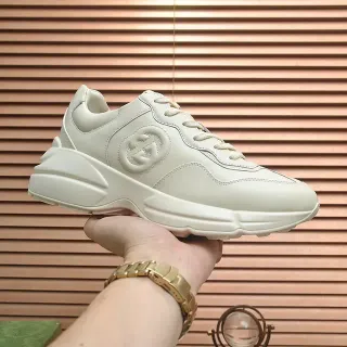Gucci Rhyton Off-White Leather Chunky Sneakers