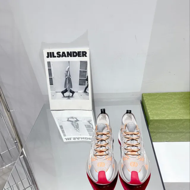 Gucci Rhyton Orange Monogram Silver and Red Chunky Sneakers 9
