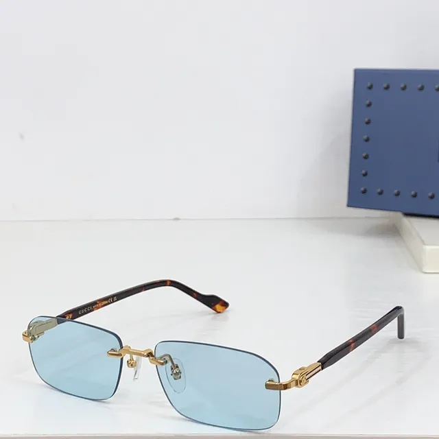 Gucci بدون إطار مستطيل ذهبي ماربل أسيتات نظارات بصرية 4
