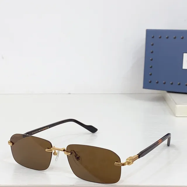 Gucci بدون إطار مستطيل ذهبي ماربل أسيتات نظارات بصرية 5
