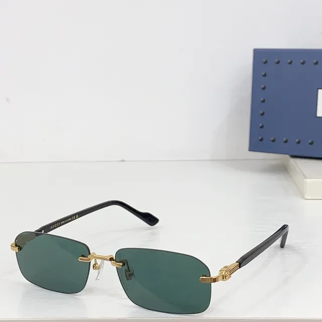 Gucci بدون إطار مستطيل ذهبي ماربل أسيتات نظارات بصرية 6
