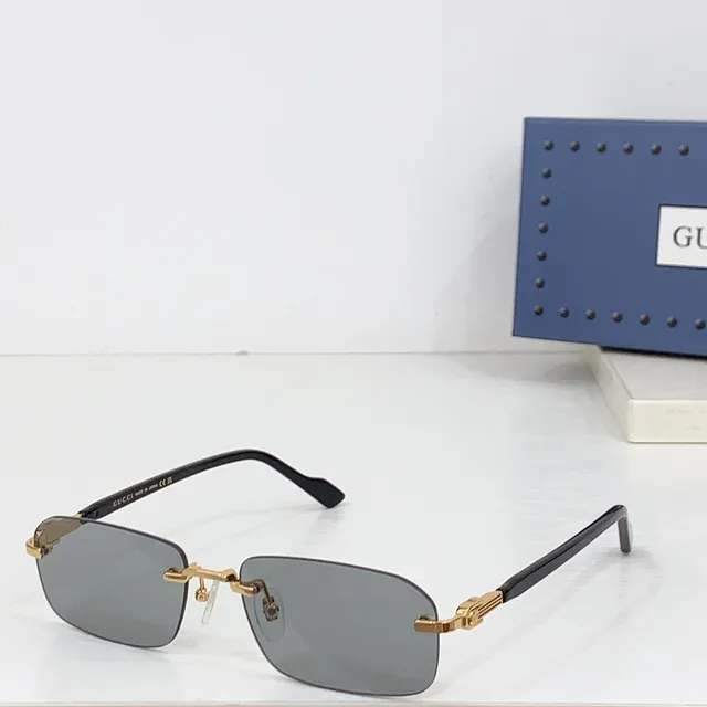 Gucci بدون إطار مستطيل ذهبي ماربل أسيتات نظارات بصرية 7
