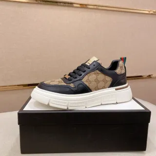 Gucci Screener Beige and Black GG Monogram Lifestyle Sneakers