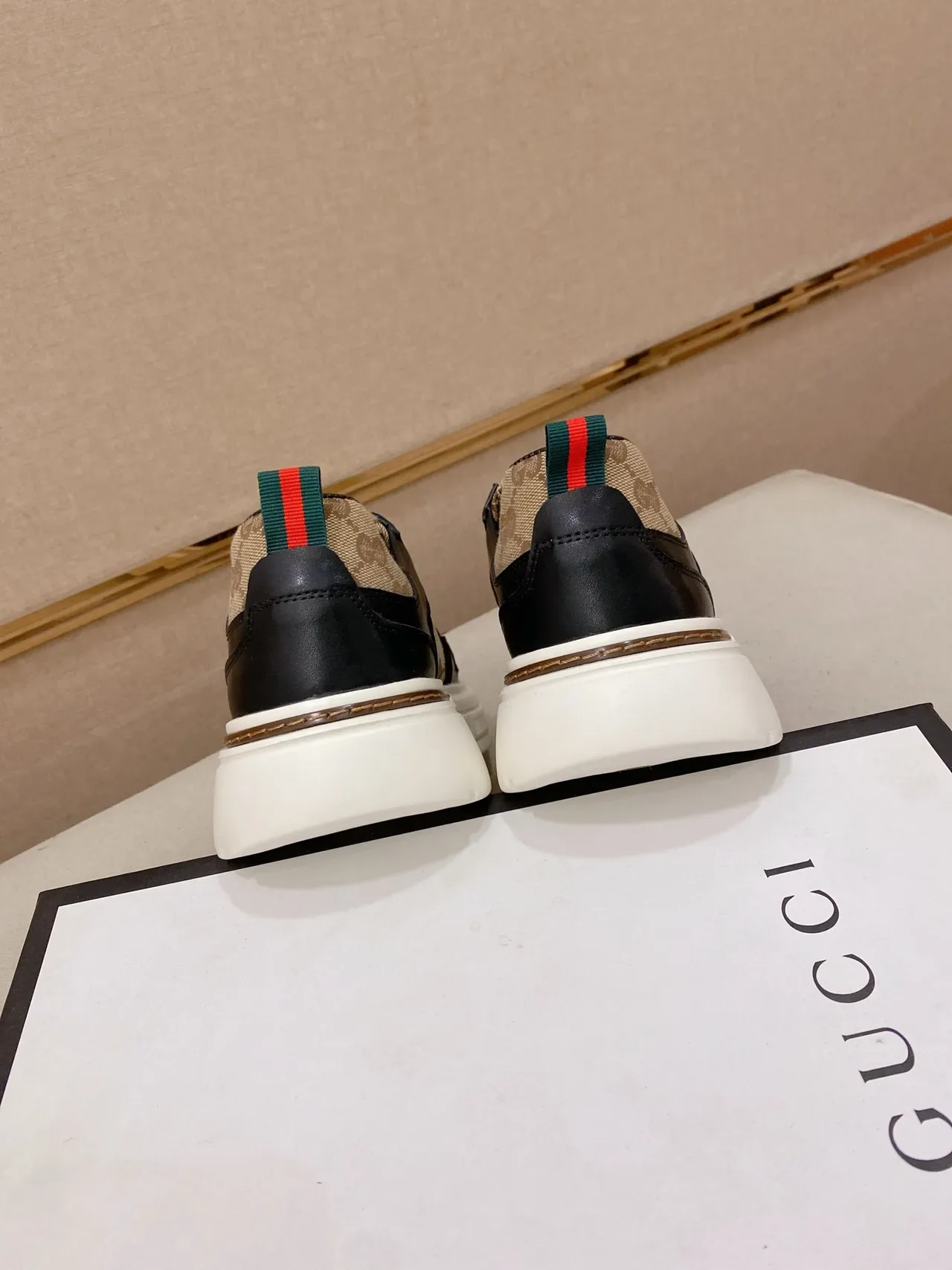 Gucci Screener Beige and Black GG Monogram Lifestyle Sneakers 3