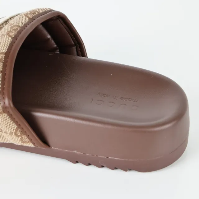Gucci Screener Bege e Marrom GG Supreme Canvas Chinelos 4