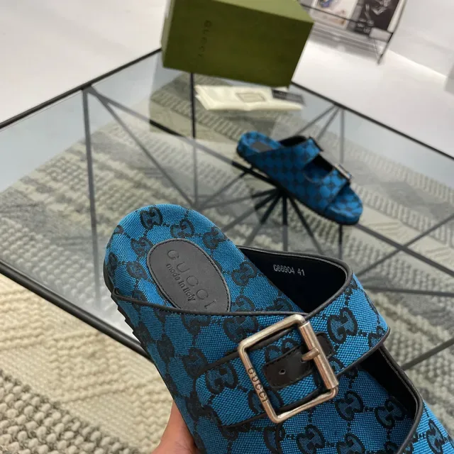 Gucci Screener Blue GG Monogram Canvas Slippers 4