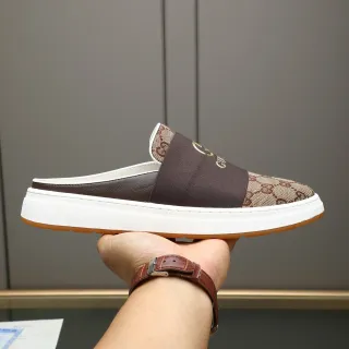 Gucci Screener GG Monogram Brown and Beige Backless Loafer