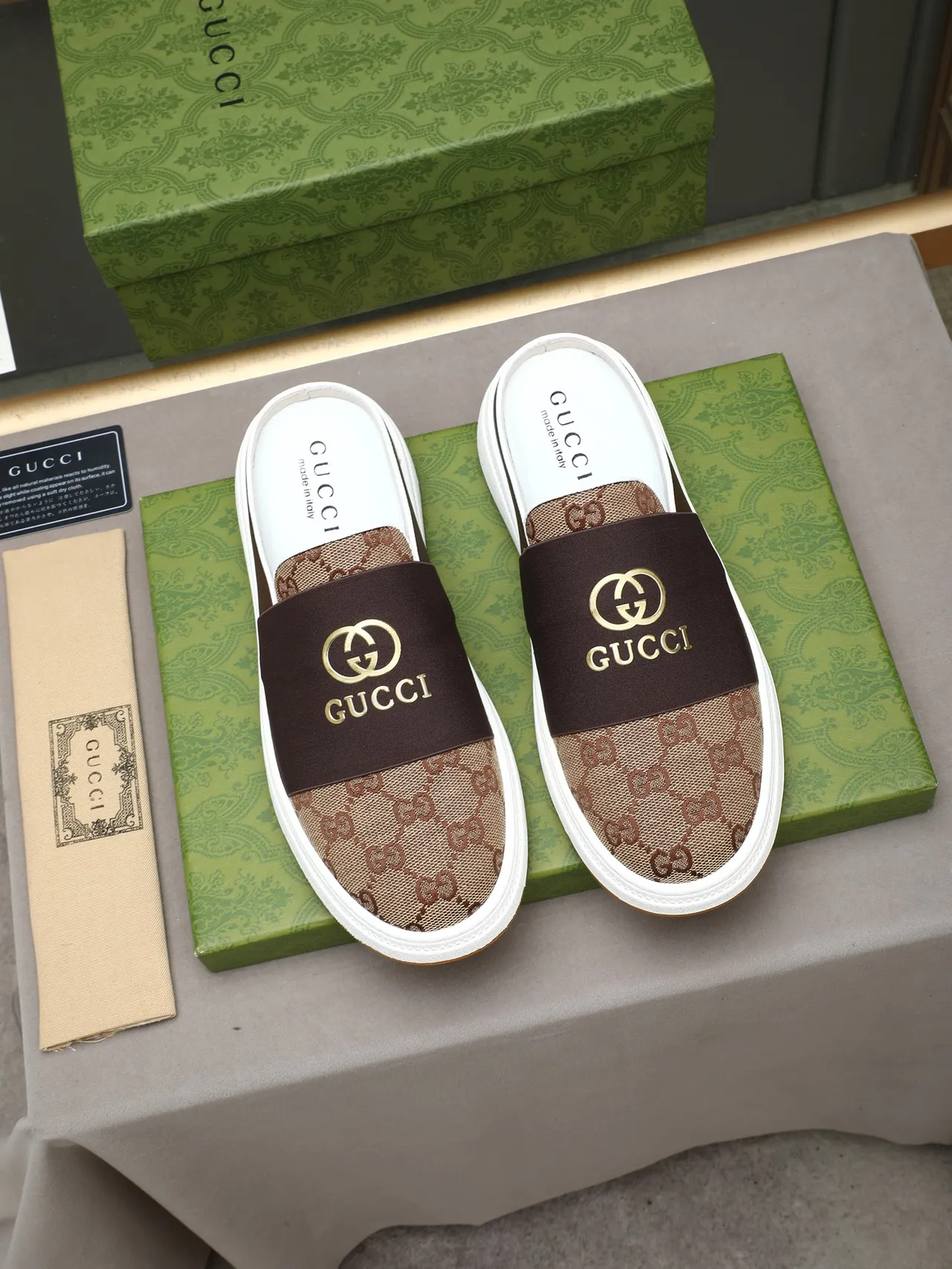Gucci Screener GG Monogram Marron et Beige Loafer sans talon 2