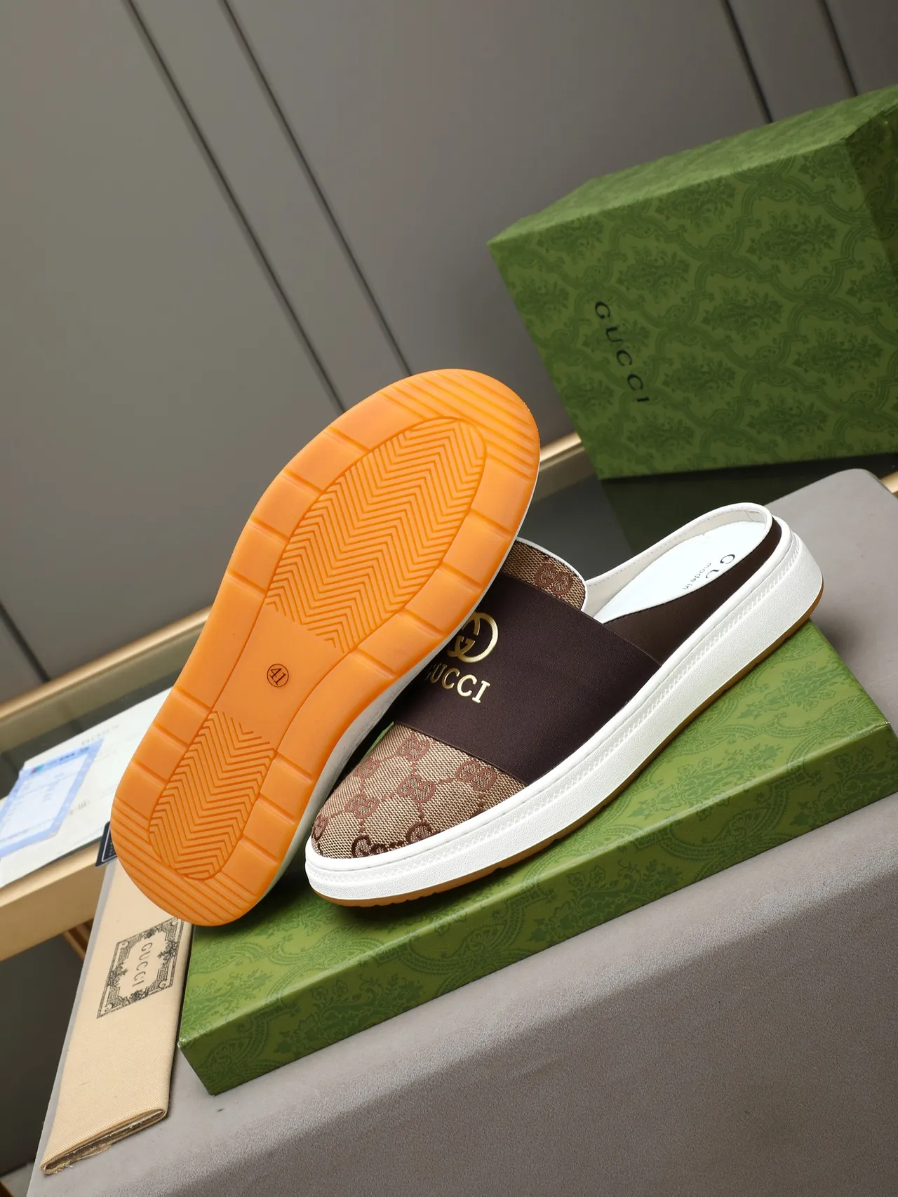 Gucci Screener GG Monogram Marron et Beige Loafer sans talon 4