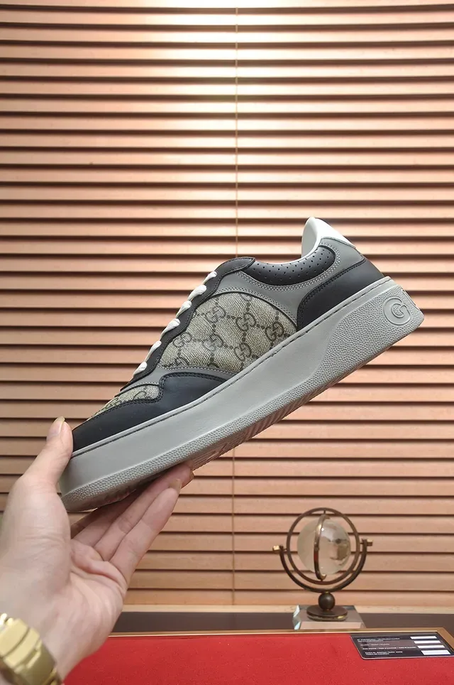 Gucci Screener GG Monogram Lona y Cuero Negro Plataforma Lifestyle Sneakers 5