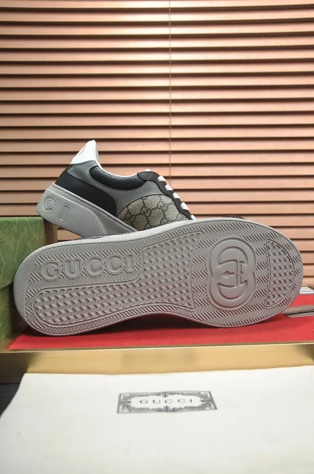 Gucci Screener GG Monogram Lona y Cuero Negro Plataforma Lifestyle Sneakers 7