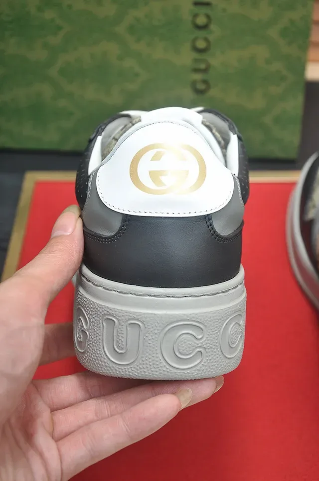 Gucci Screener GG Monogram Lona y Cuero Negro Plataforma Lifestyle Sneakers 9