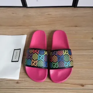Gucci Screener 多色 GG Web Pink 凉拖鞋