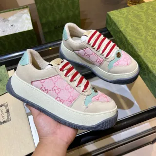 Gucci Screener Rosa y Beige GG Jacquard Zapatillas Lifestyle