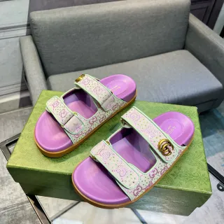 Gucci Screener أرجواني وأخضر نعناع Monogram سلايد كاجوال صندل