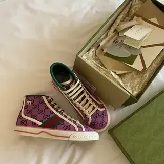 Gucci Screener Morado GG Supreme Web Stripe Zapatillas Lifestyle