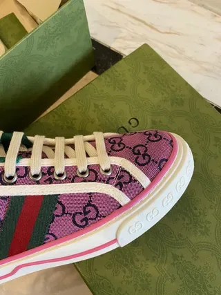 Gucci Screener بنفسجي GG Supreme Web Stripe أحذية أسلوب حياة 4
