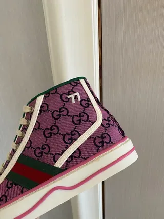 Gucci Screener بنفسجي GG Supreme Web Stripe أحذية أسلوب حياة 8