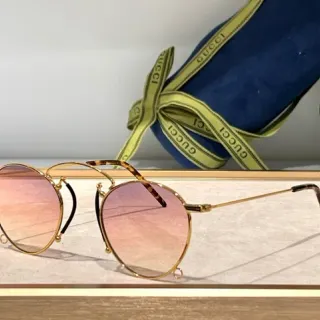 Gucci Screener نظارات شمسية مستديرة تدرج وردي ذهبي معدنية
