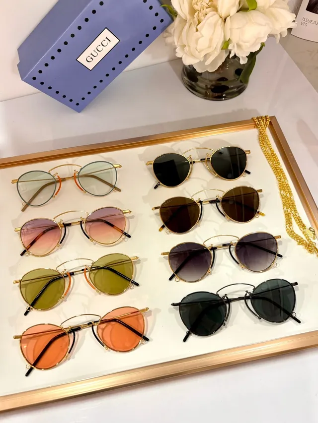 Gucci Screener Gafas de sol redondas con gradiente rosa oro metálicas 2