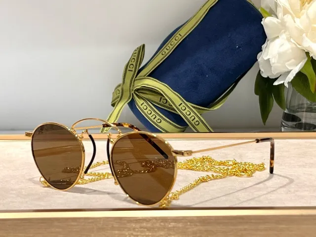 Gucci Screener Gafas de sol redondas con gradiente rosa oro metálicas 5