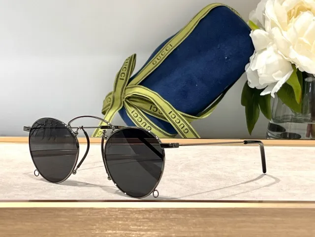 Gucci Screener Gafas de sol redondas con gradiente rosa oro metálicas 8