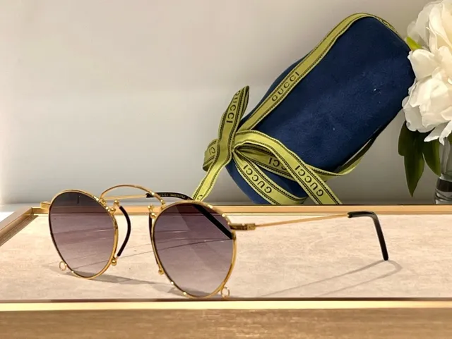 Gucci Screener Gafas de sol redondas con gradiente rosa oro metálicas 9