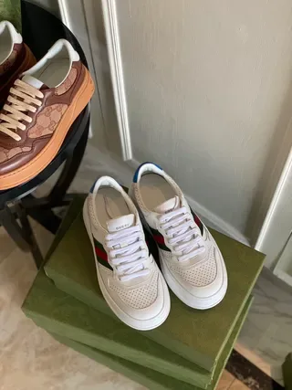 Gucci Screener Blanco Verde Rojo Web Lifestyle Sneakers 5