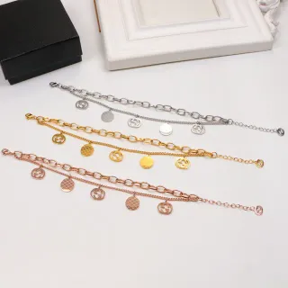 Gucci 银金链环垂坠魅力手链