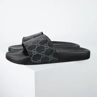 Gucci Slide কালো Monogram স্ট্র্যাপ চপ্পল