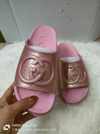 Gucci Slide Sandales Scintillantes Rose-Or Rose 3
