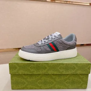 Gucci Tennis 1977 灰色老花麂皮织带生活方式运动鞋
