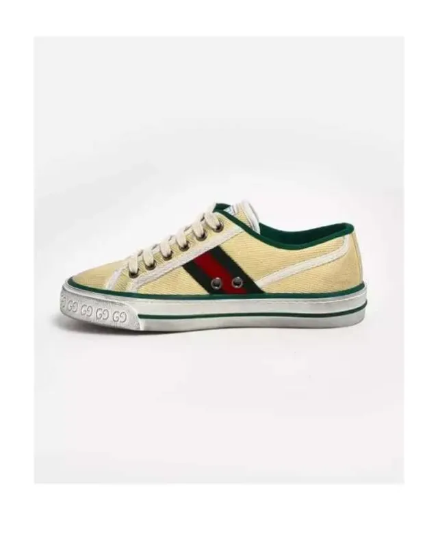 Gucci Tennis 1977 أصفر باهت أخضر أحمر نسيج شبكي حذاء أسلوب حياة 6