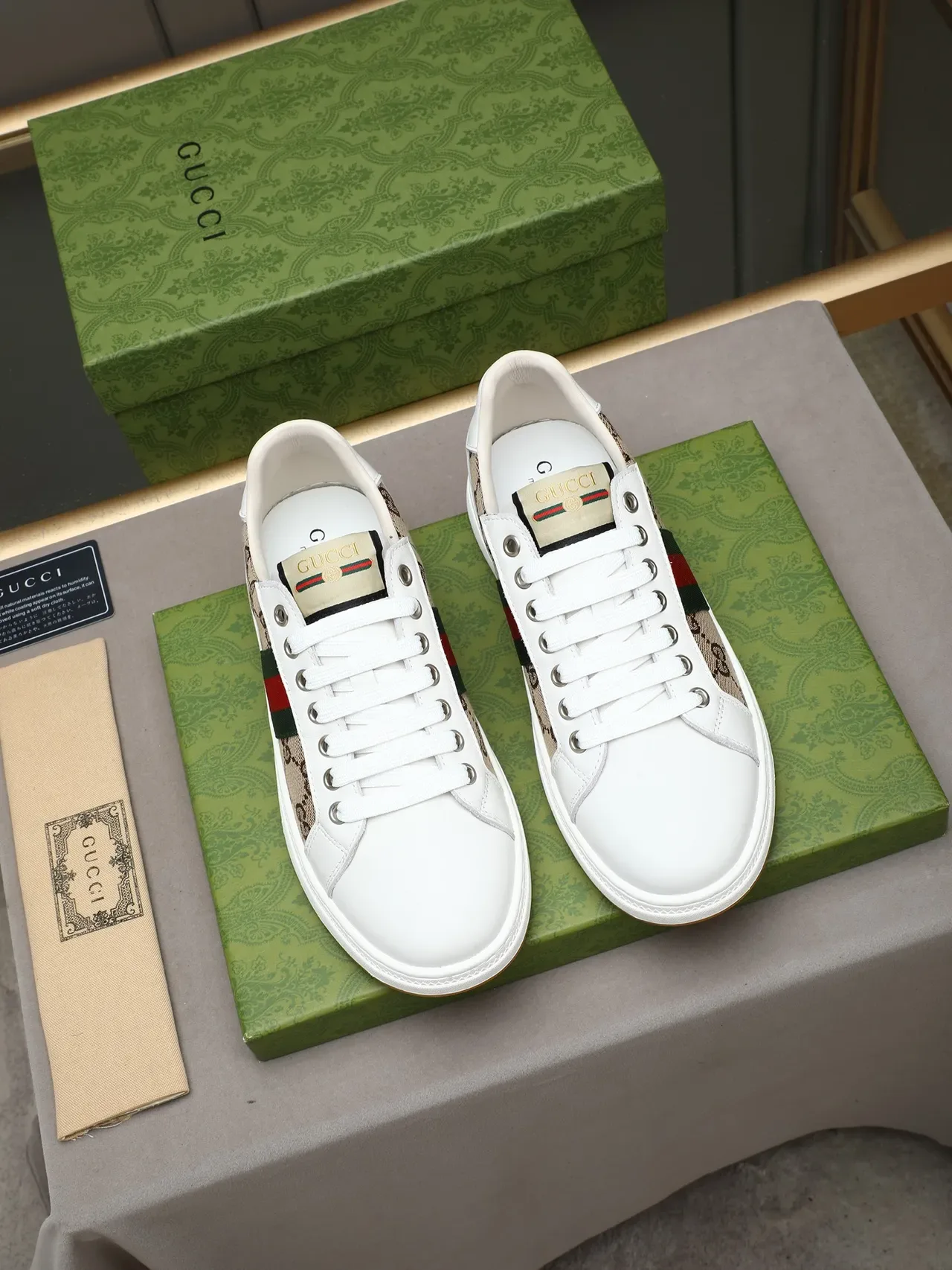 Gucci Tennis 1977 White Beige Green Red Lifestyle Sneakers 2