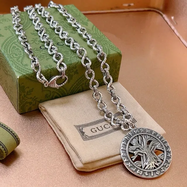 Gucci Tree of Life Pendant Silver Chain Necklace 4