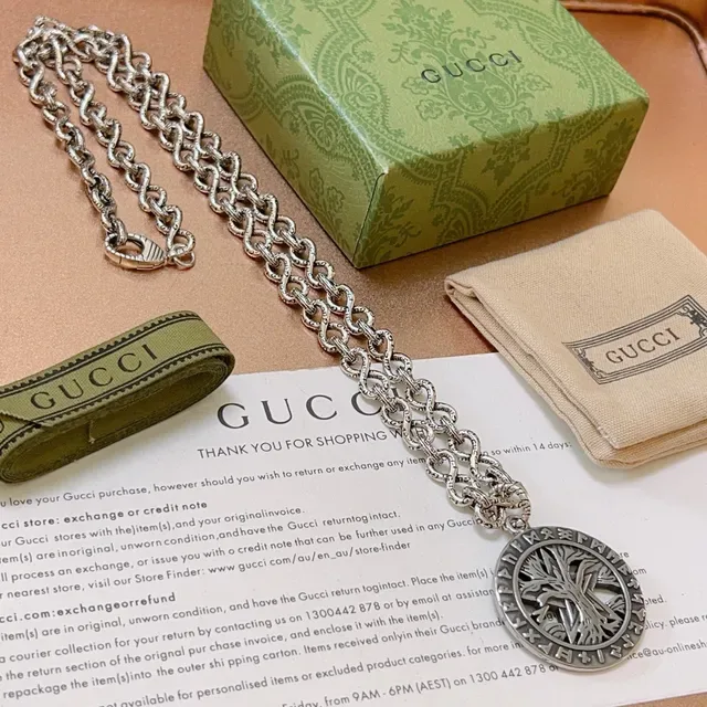 Gucci Tree of Life Pendant Silver Chain Necklace 5