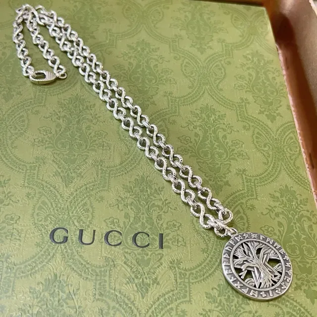Gucci Tree of Life Pendant Silver Chain Necklace 10
