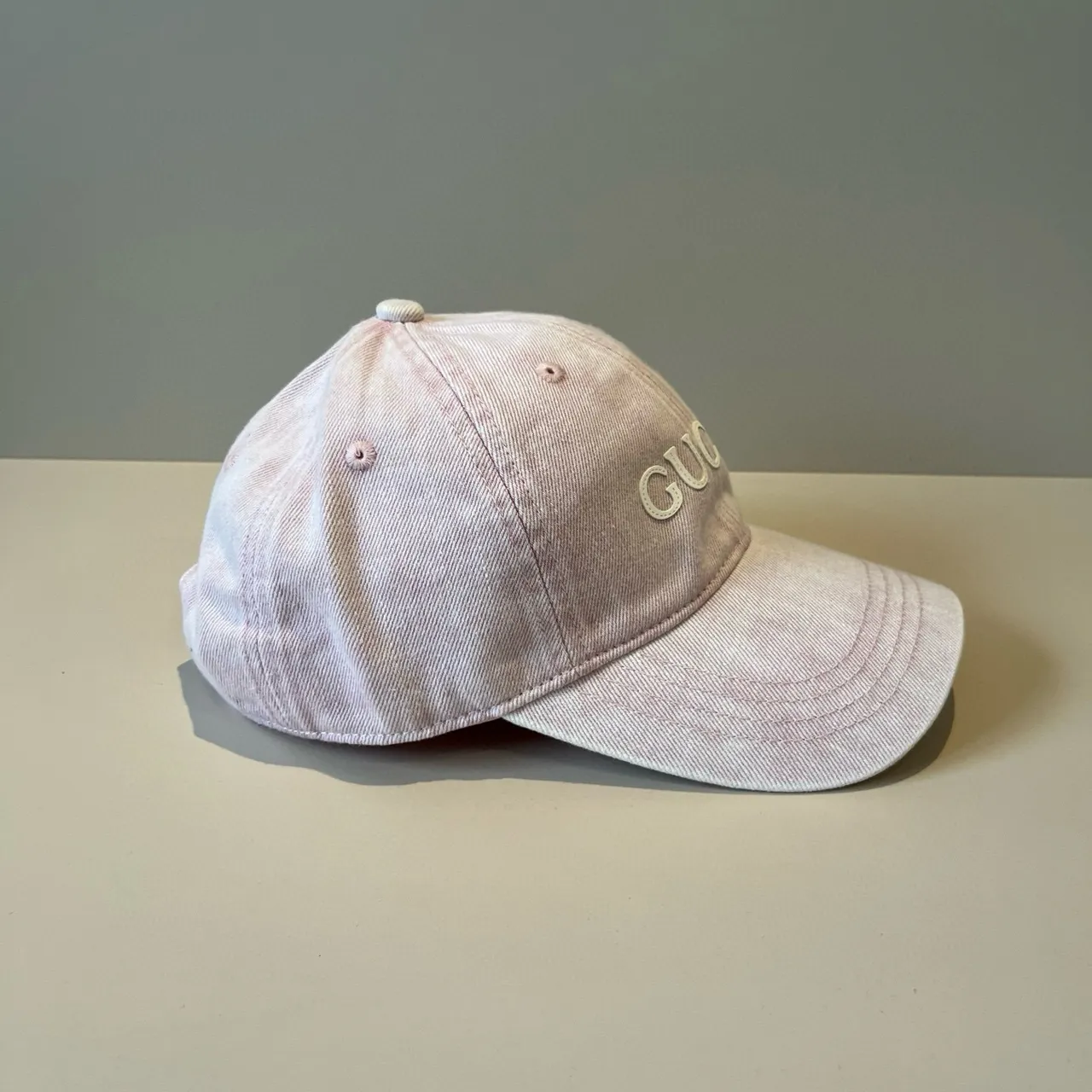 Gucci gorra de béisbol de denim rosa lavado 6