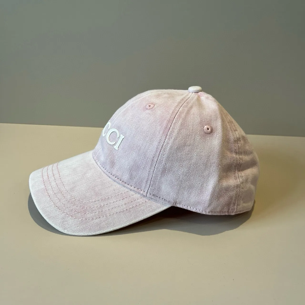 Gucci gorra de béisbol de denim rosa lavado 7