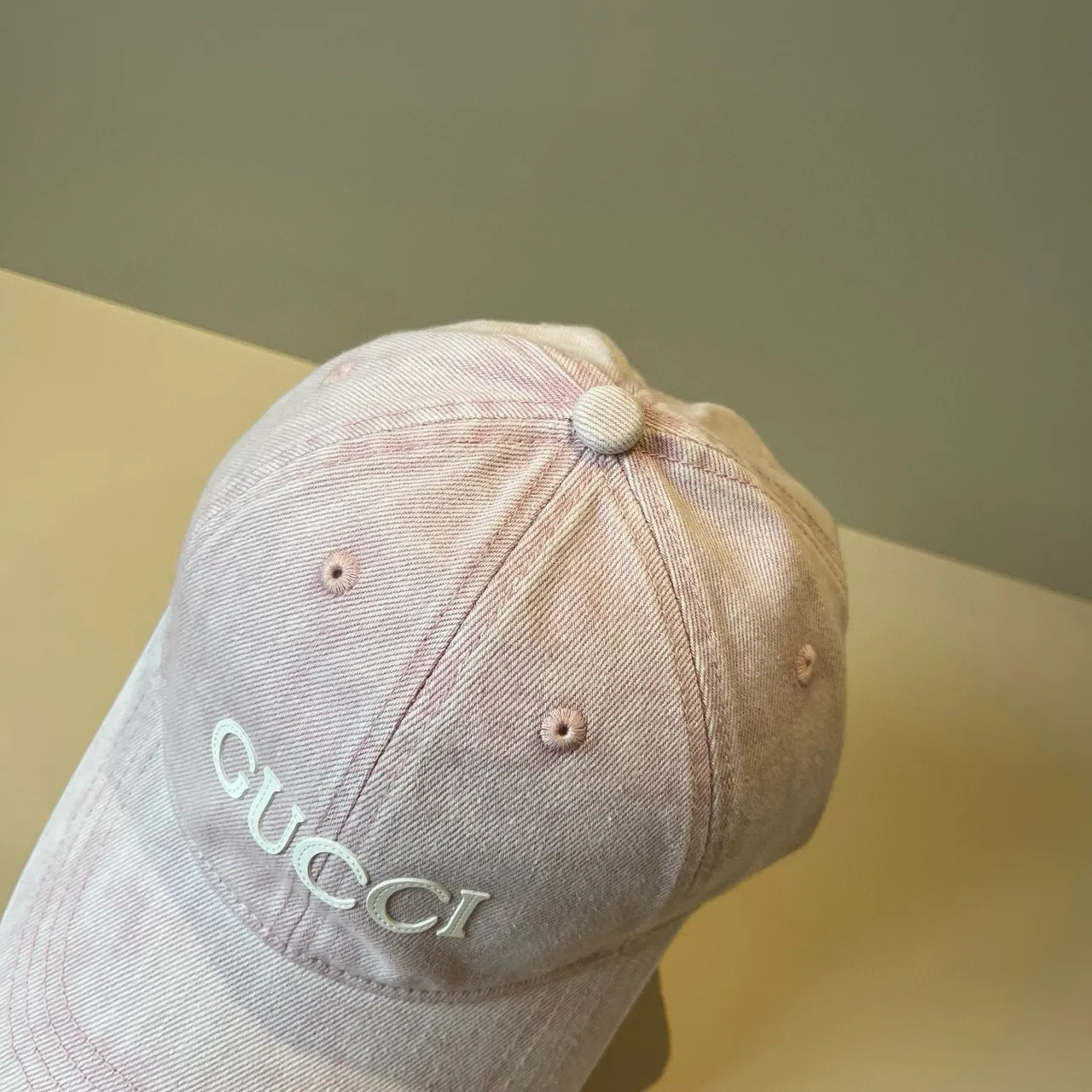 Gucci gorra de béisbol de denim rosa lavado 8