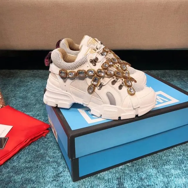 Gucci White Gold Sole Mesh Upper Chunky Sneakers 2